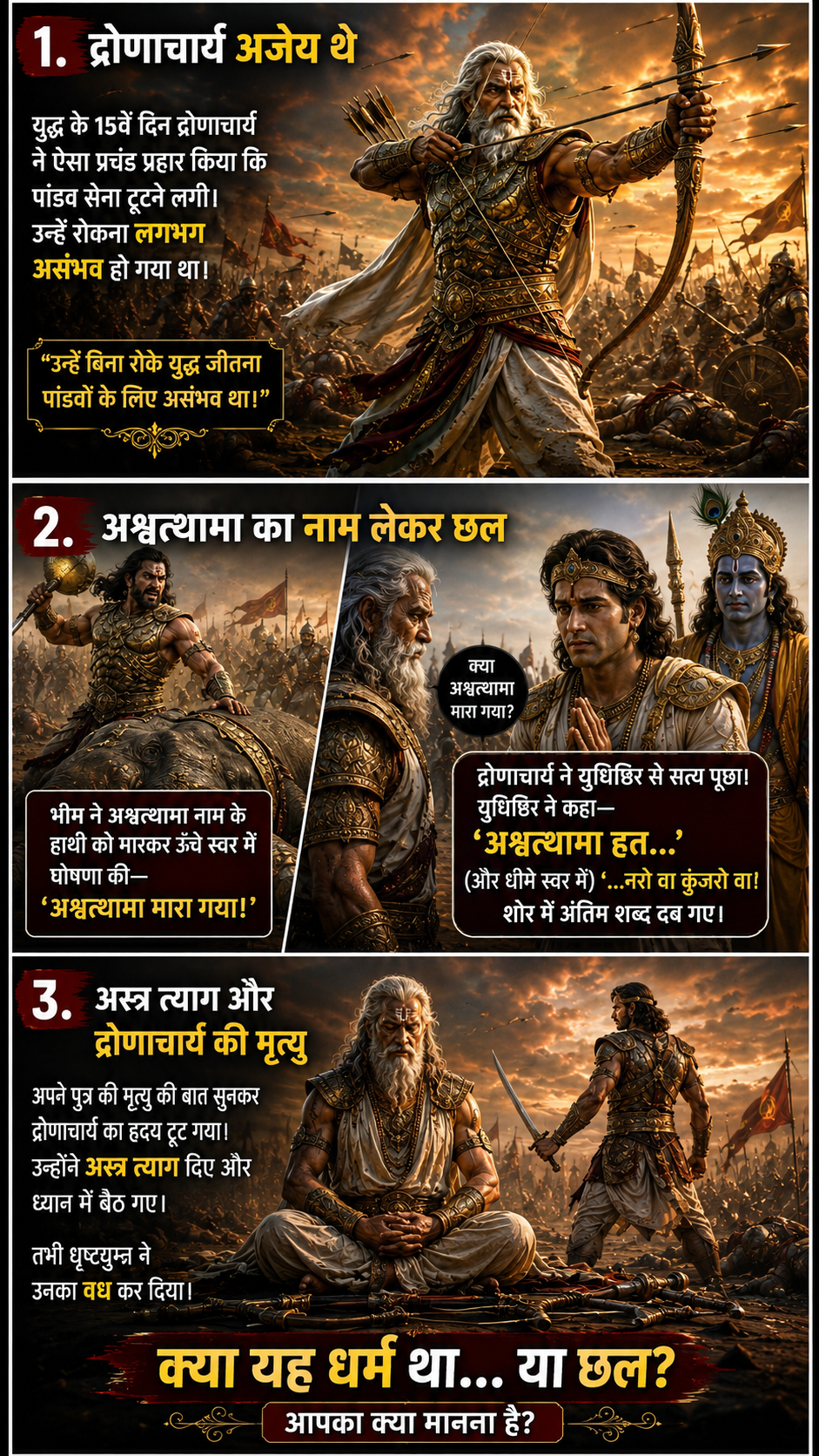 द्रोणाचार्य की मृत्यु का सच — युधिष्ठिर का वो झूठ जिसने युद्ध बदल दिया